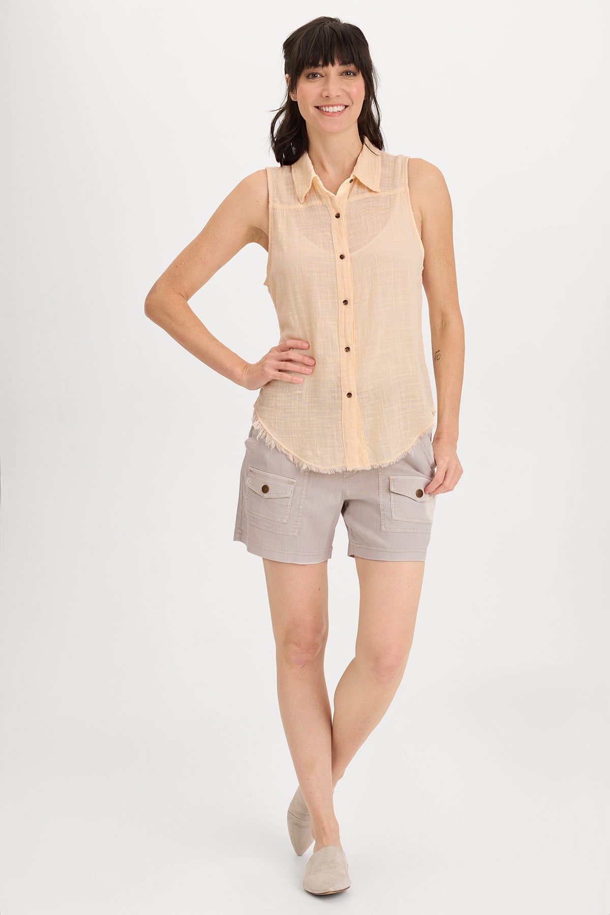 Wearables Otto Gauze Button-Up Tank 