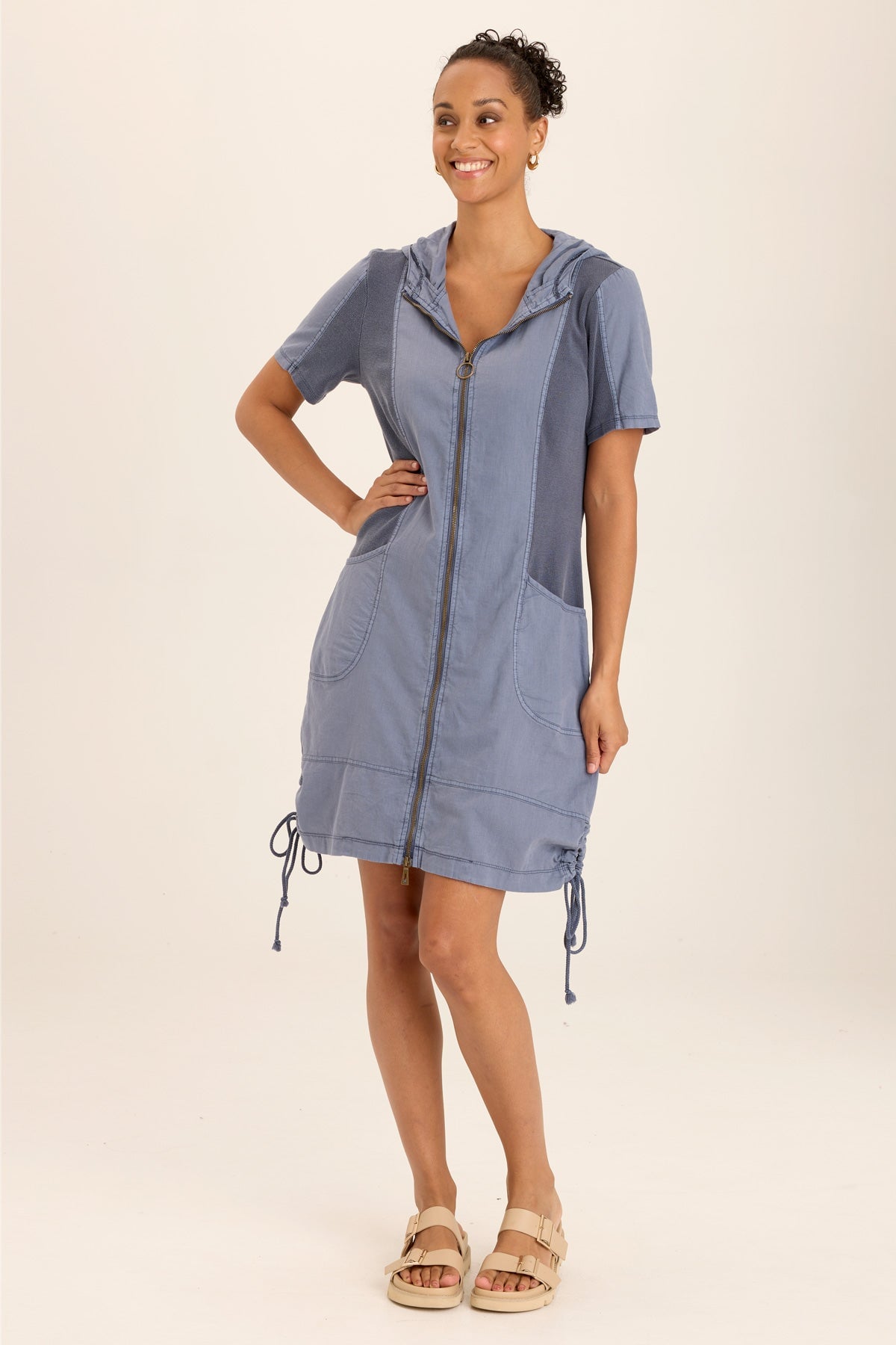 Wearables Lenchen Linen/Stretch Hooded Mini Jacket-Dress 