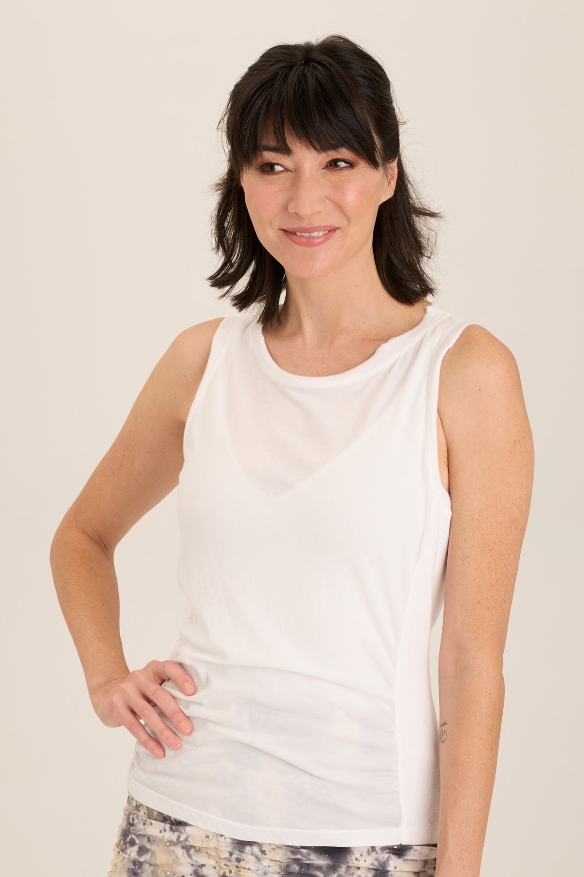 Wearables Rexel Jersey Rib Insert Shirred Tank 