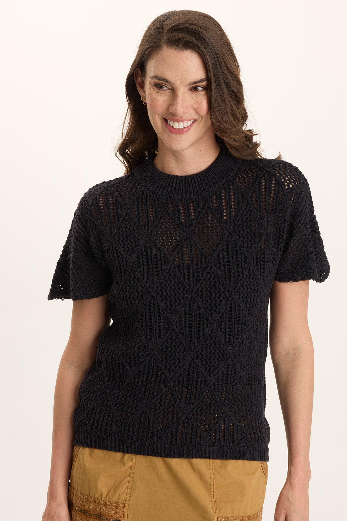 XCVI Copeland Cotton Knit Short-Sleeve Mock Neck Top 