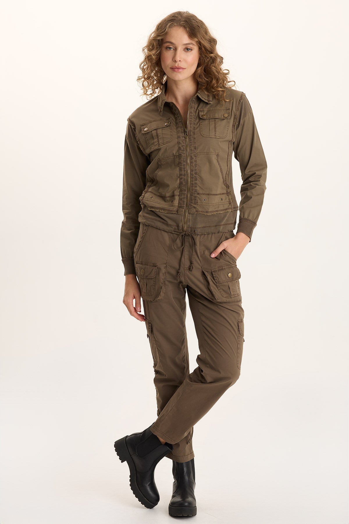 XCVI Keon Adjustable Cord Slim Leg Cargo Pant 