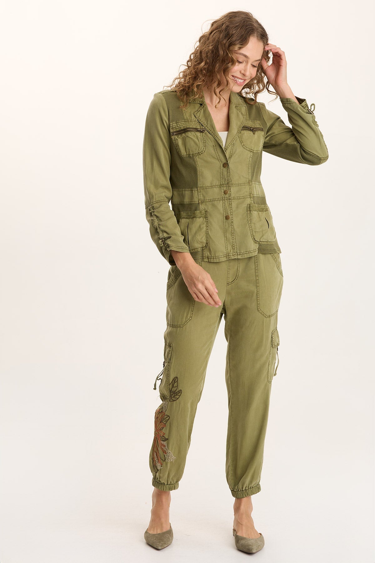 XCVI Darri Embroidered Pull-on Soft Twill Jogger 