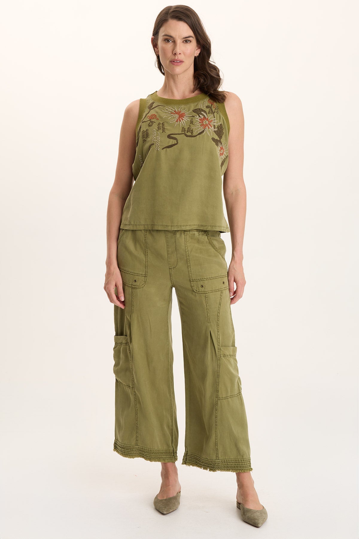 XCVI Katrine Soft Twill Embroidered Artisan Tank 