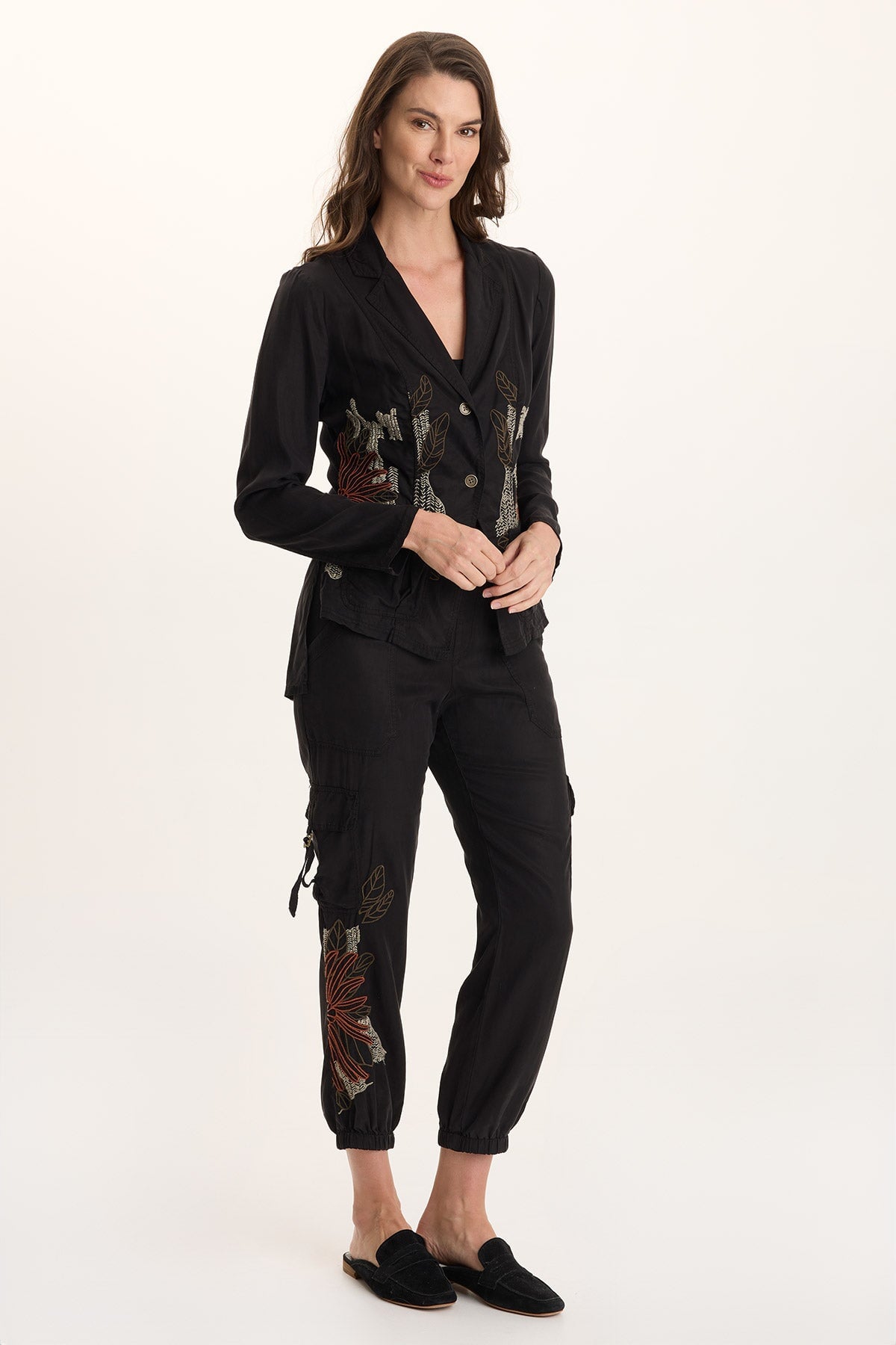 XCVI Darri Embroidered Pull-on Soft Twill Jogger 