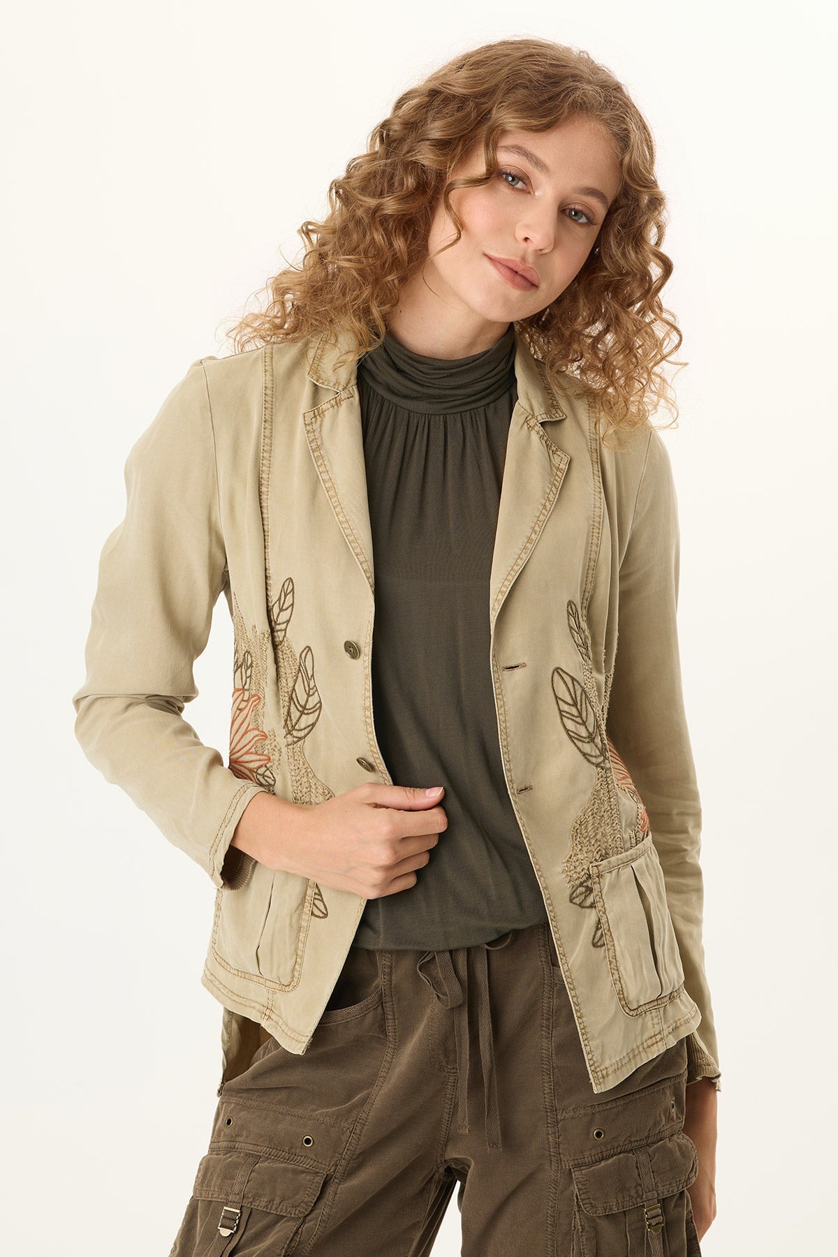 XCVI Danski Embroidered Soft Twill Blazer 