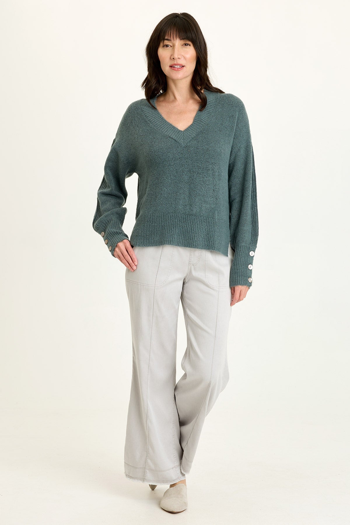 XCVI Bronte Relaxed Fit V-Neck Knit Sweater 