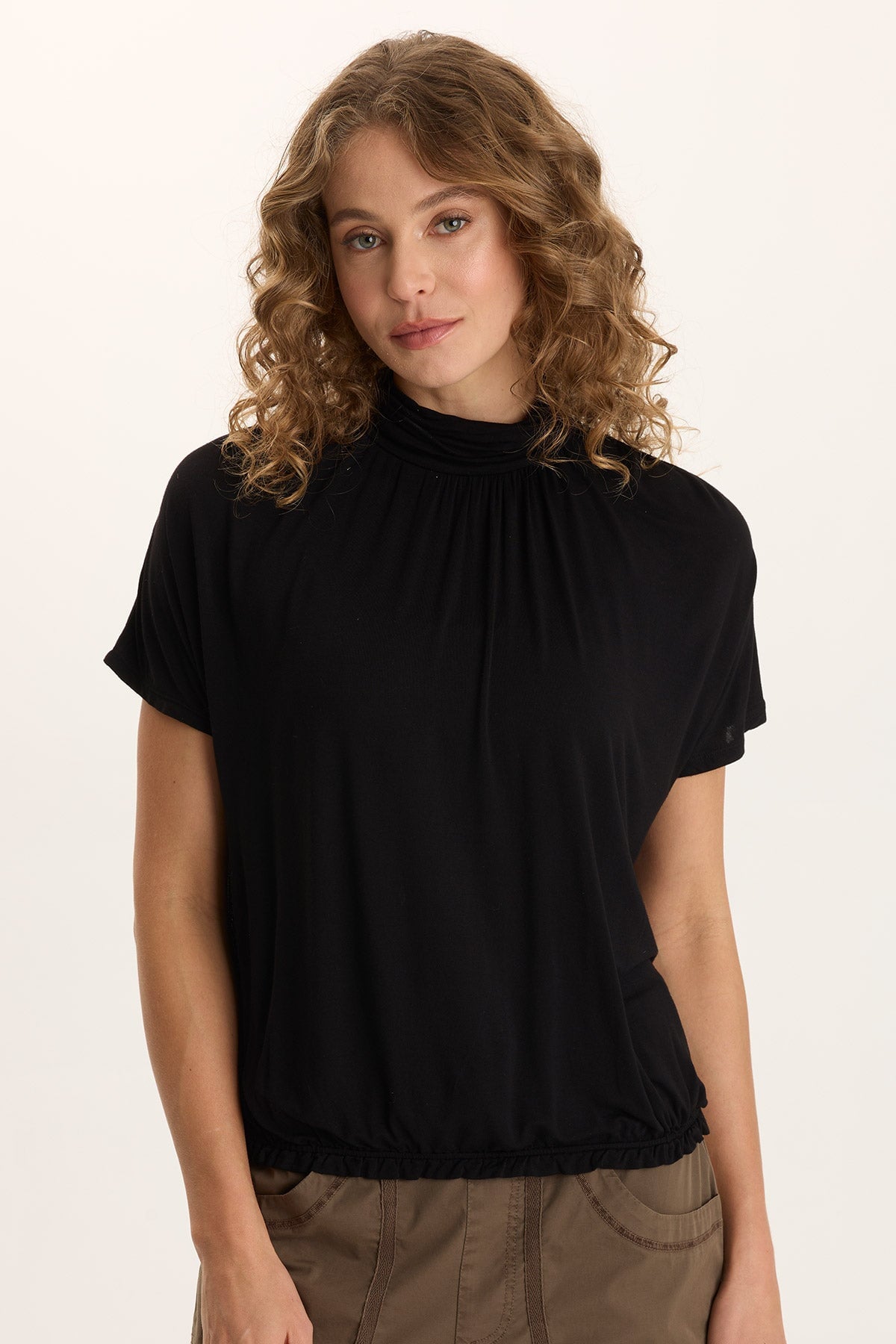 XCVI Viggo Soft Jersey Turtleneck Banded Tee 