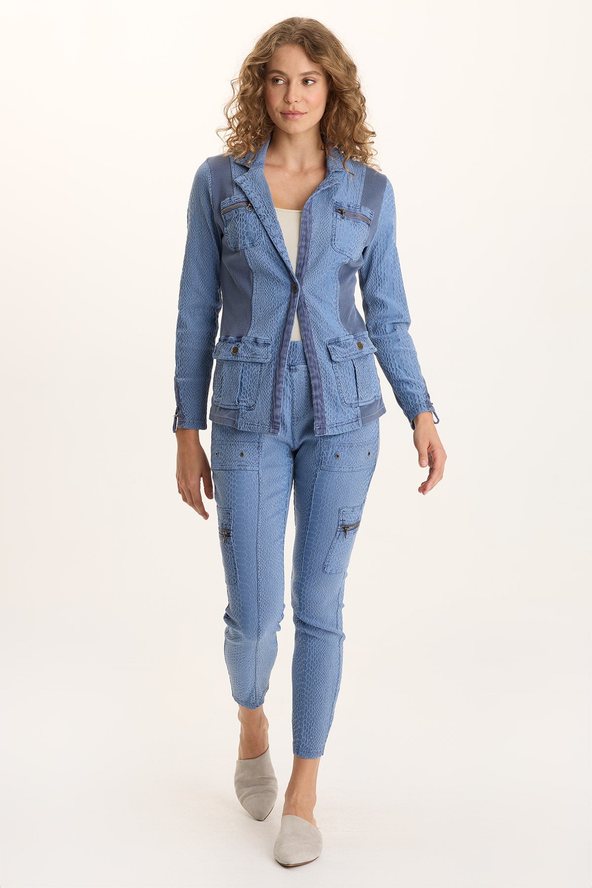 XCVI Kirklyn Textured Jacquard Novelty Stretch Blazer