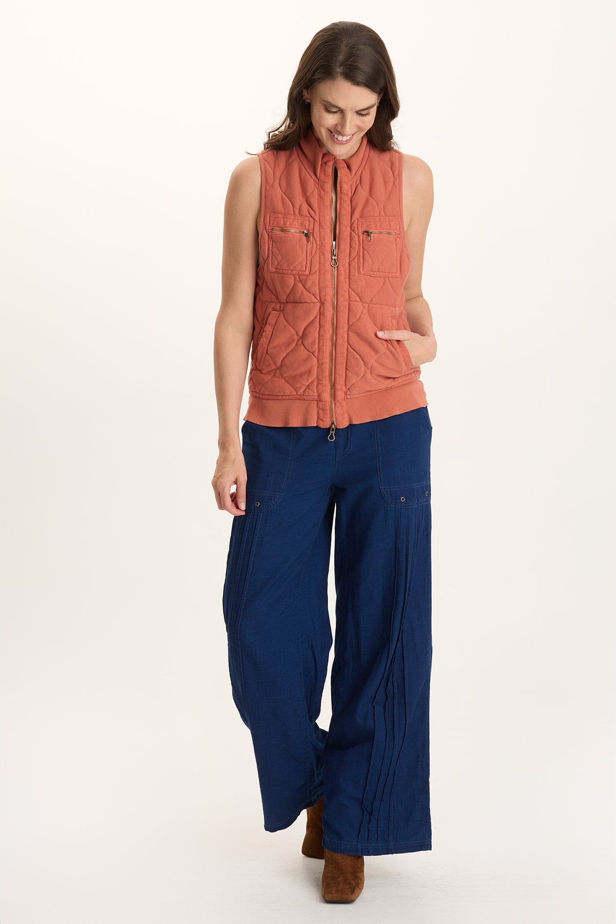 XCVI Aeric Quilted Zipper Pocket Vest 