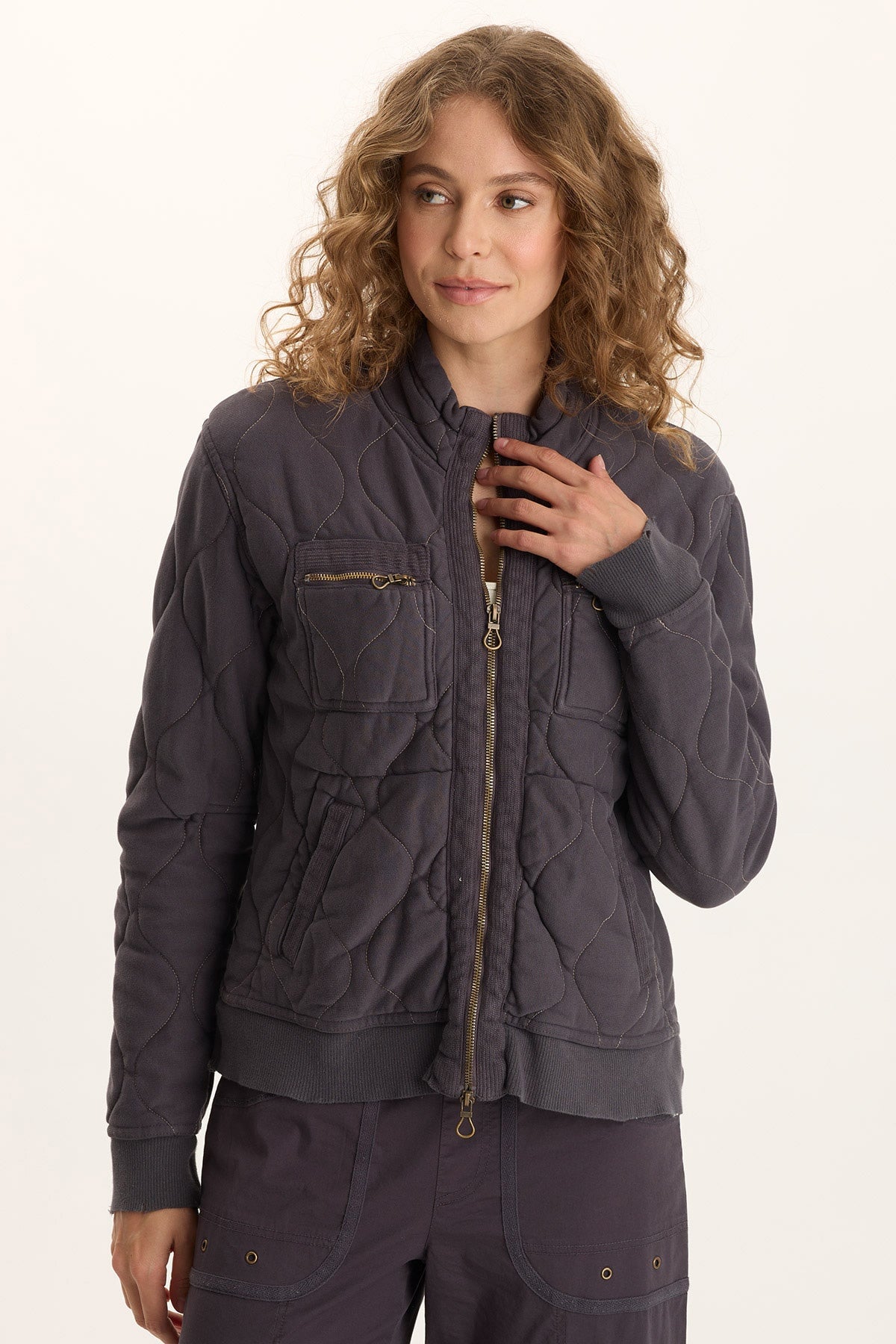 XCVI Osment Plush Quilted 4-Pocket Bomber Jacket 