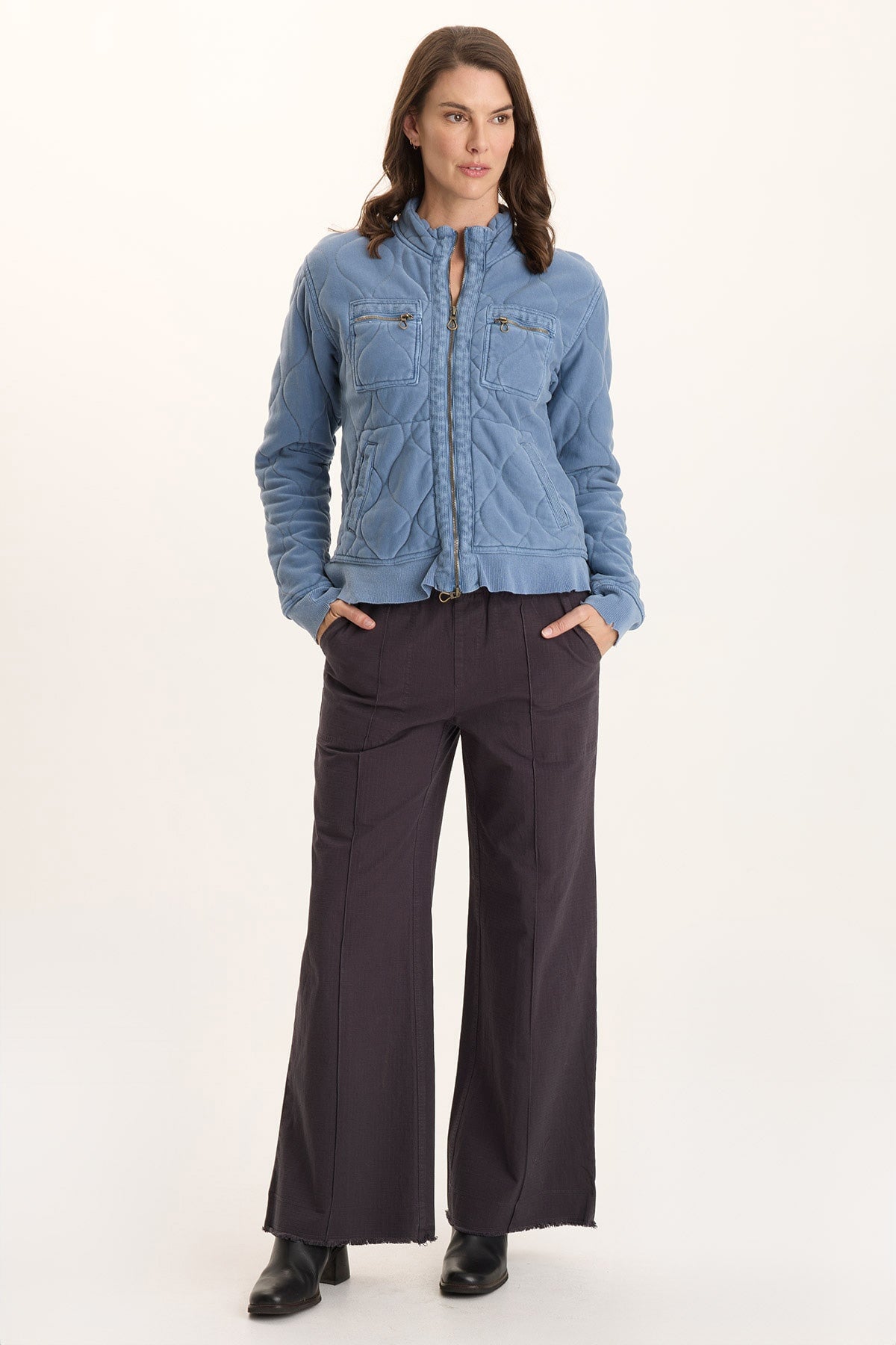 XCVI Osment Plush Quilted 4-Pocket Bomber Jacket 