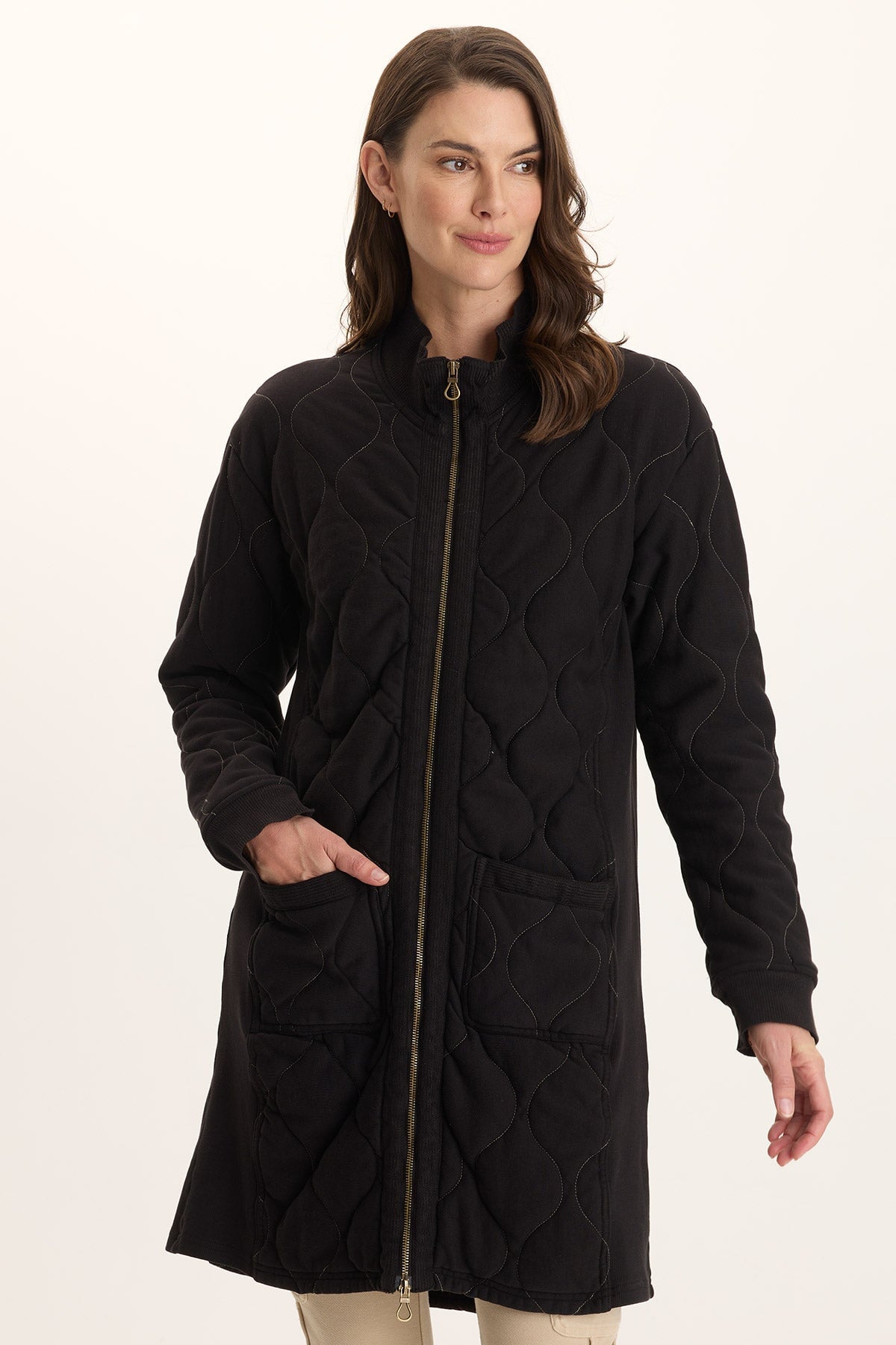 XCVI Torston Quilted Longline Double Zipper Coat