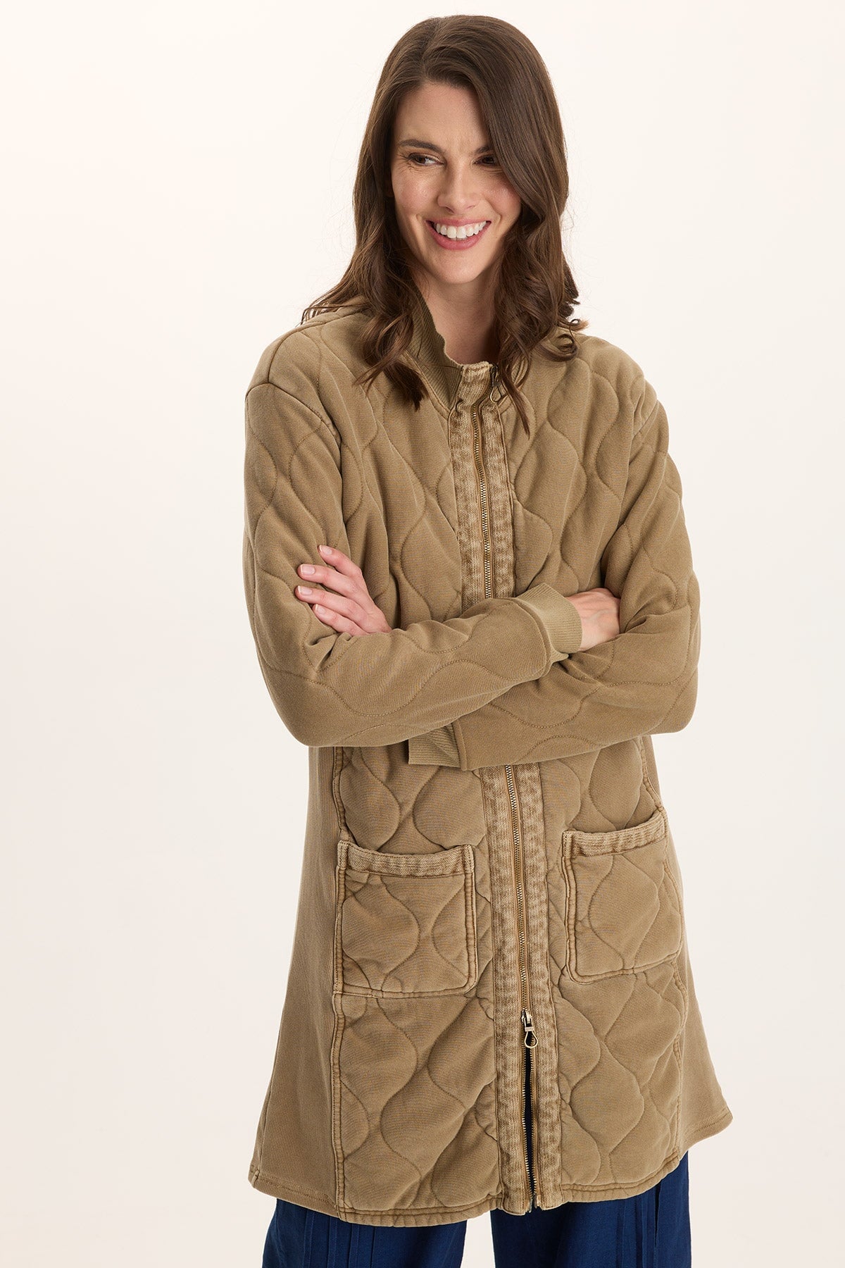 XCVI Torston Quilted Longline Double Zipper Coat 