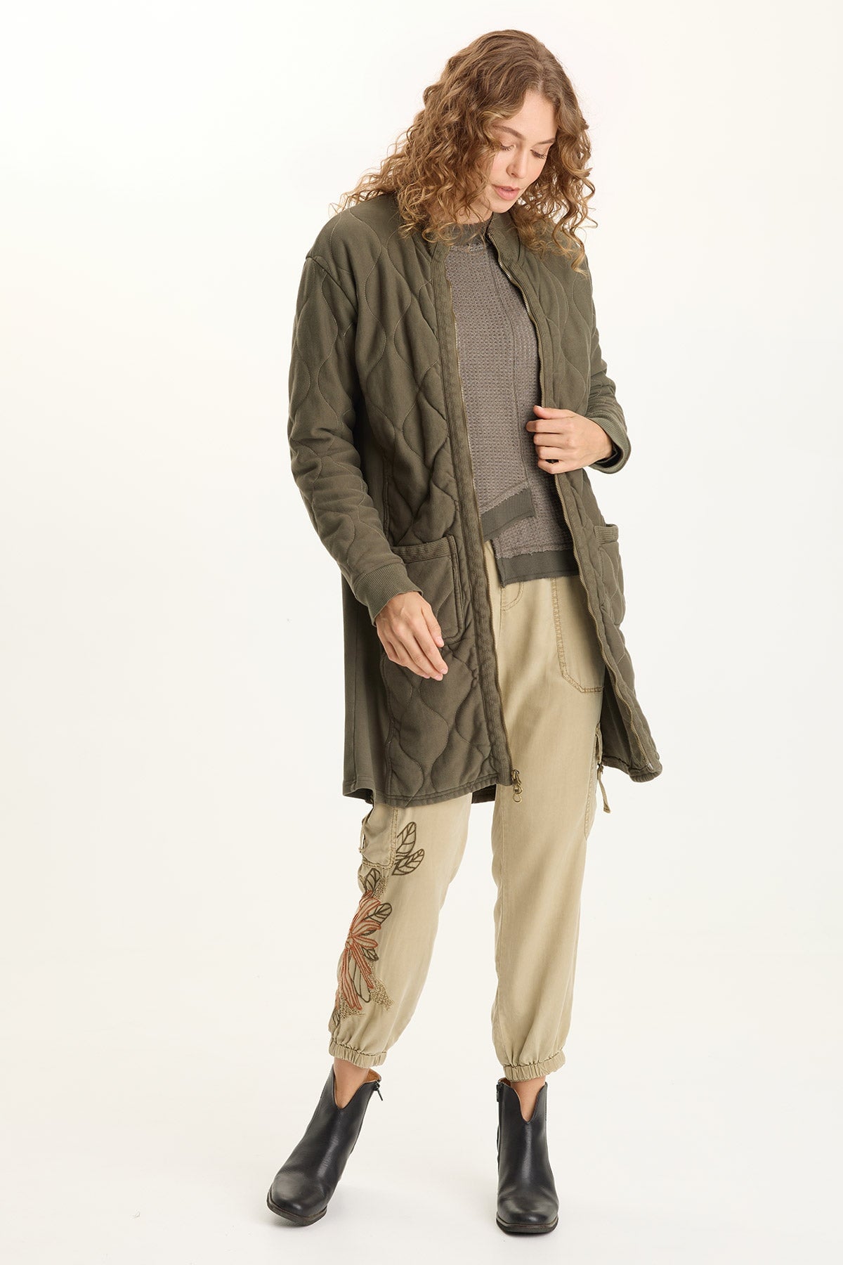 XCVI Torston Quilted Longline Double Zipper Coat