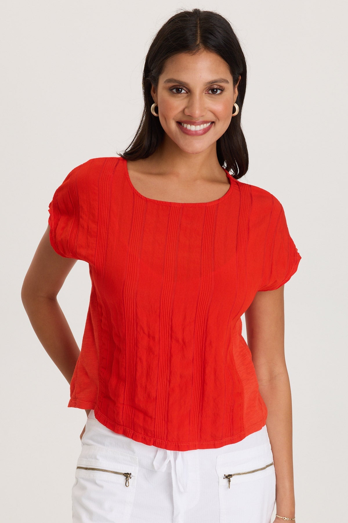 XCVI Adgar Textured Stripe/Jersey Tee 