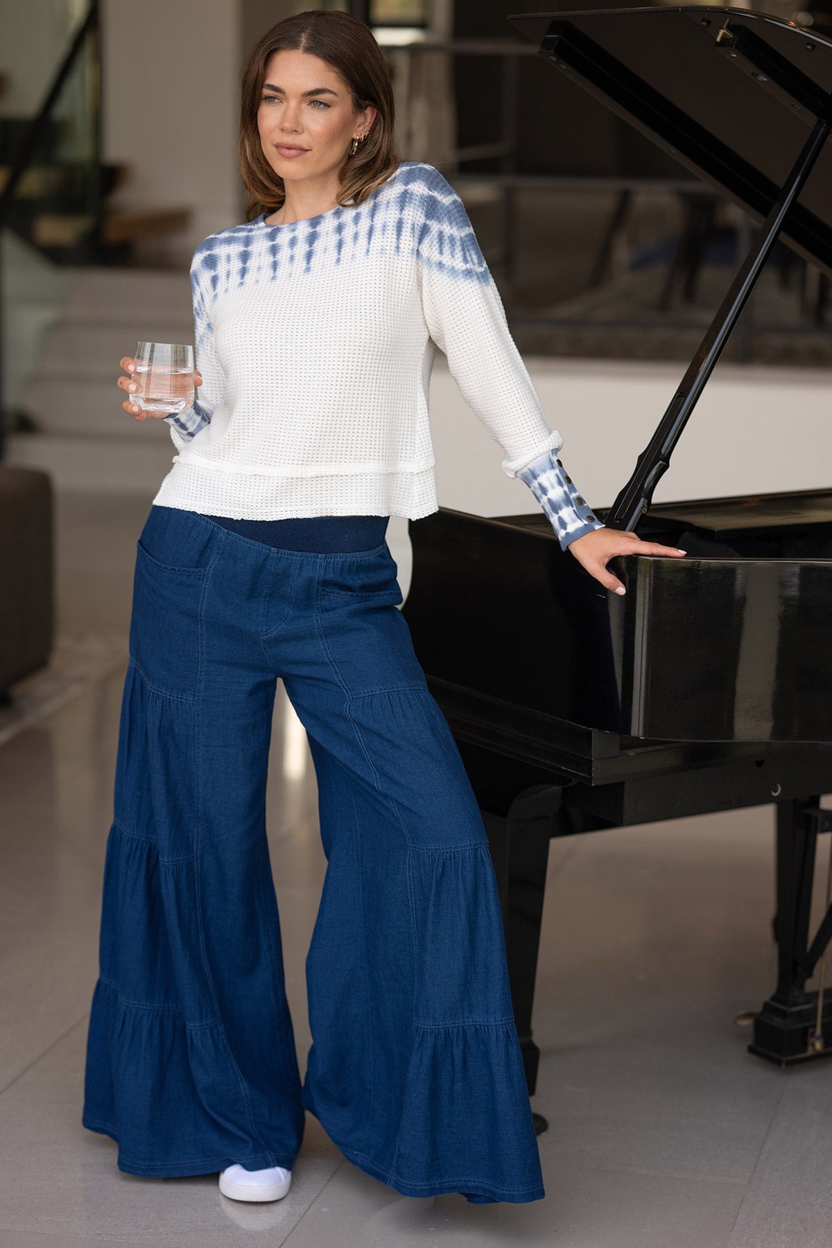 XCVI Kelsoe Buttoned Cuffs Thermal Long Sleeve Top 