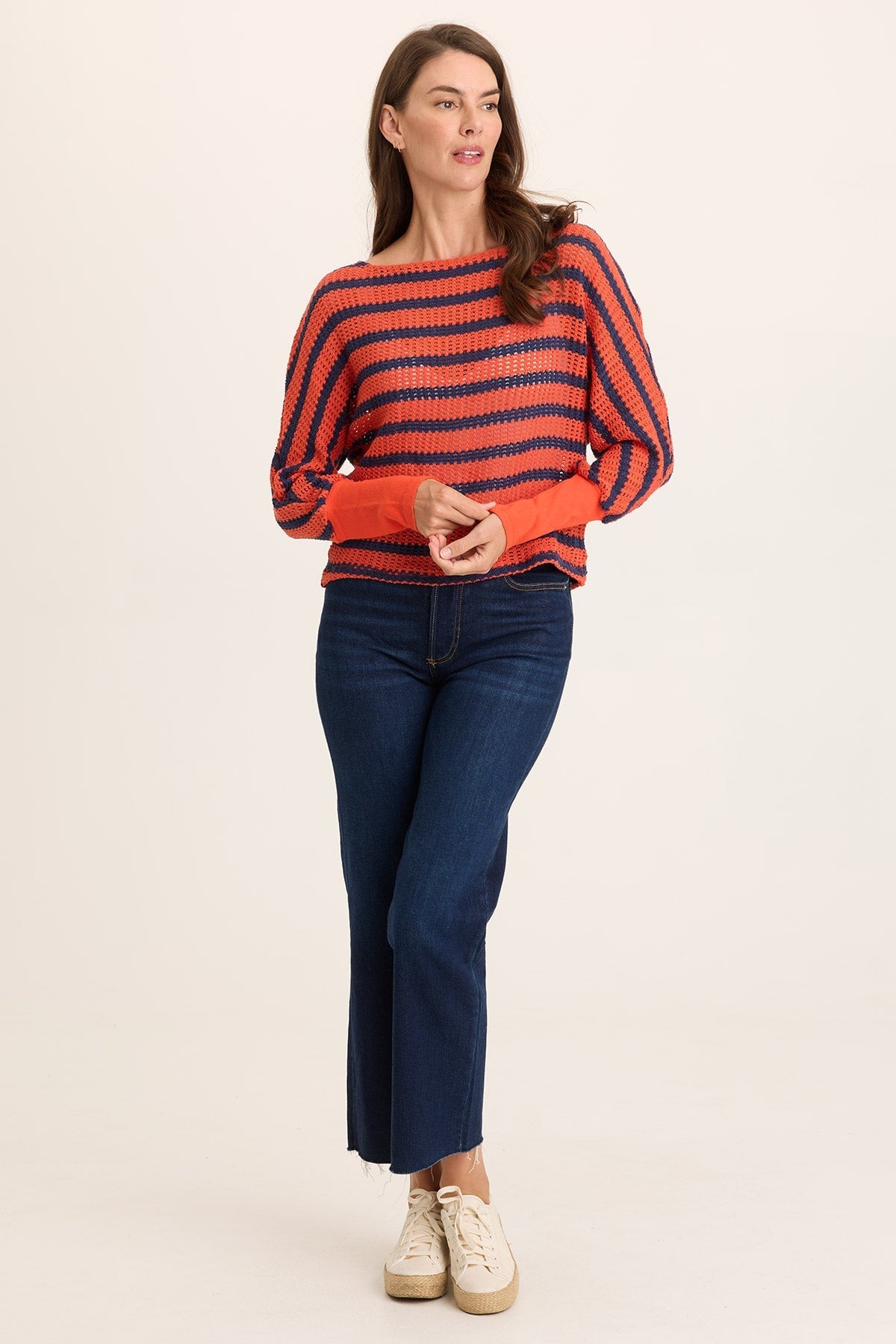 XCVI Gowen Stripe Knit Kimono Long Sleeves Top 