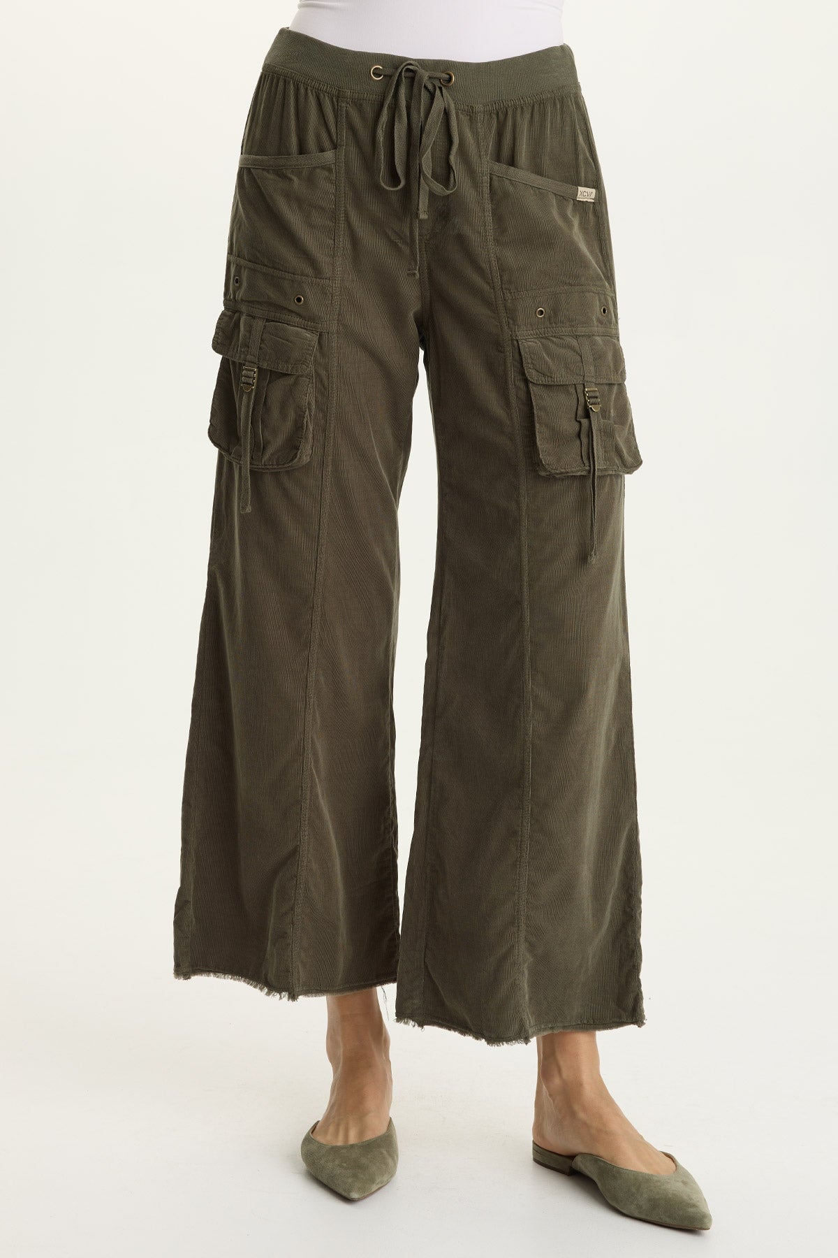 XCVI Heta Corduroy Wide-Leg Drawstring Cargo Pant 