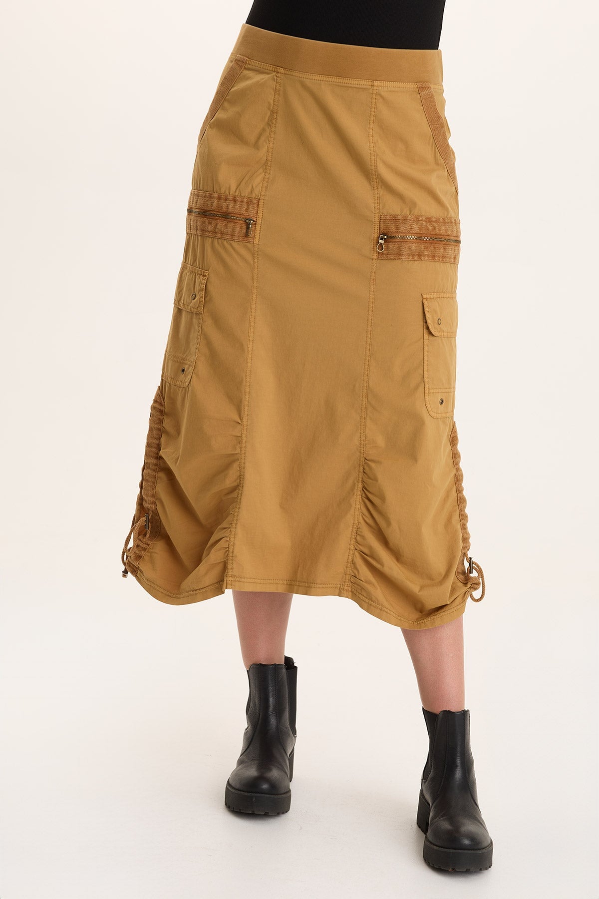 XCVI Shea Ruched Detail Cargo Midi Skirt 