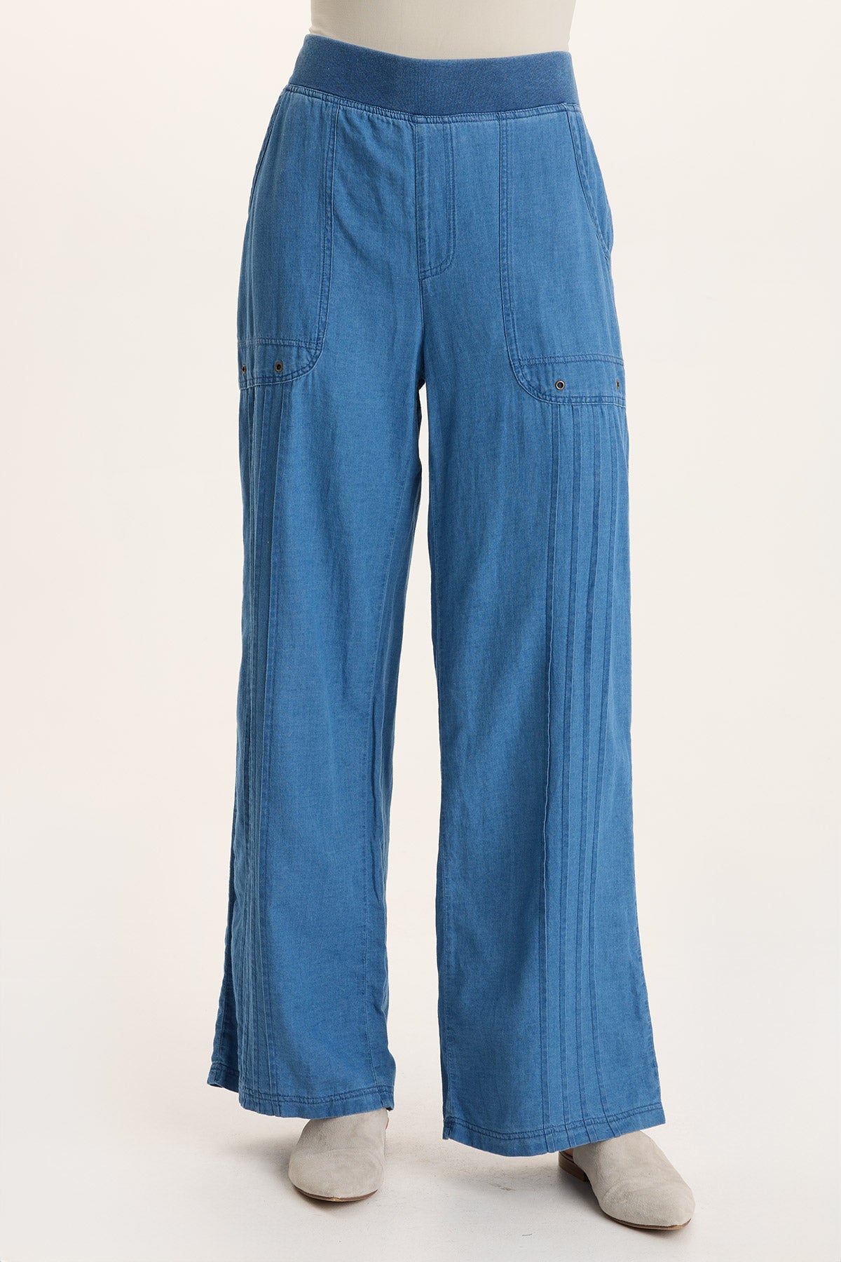 XCVI Arvid Mock Denim Pull-On Wide Leg Pant 